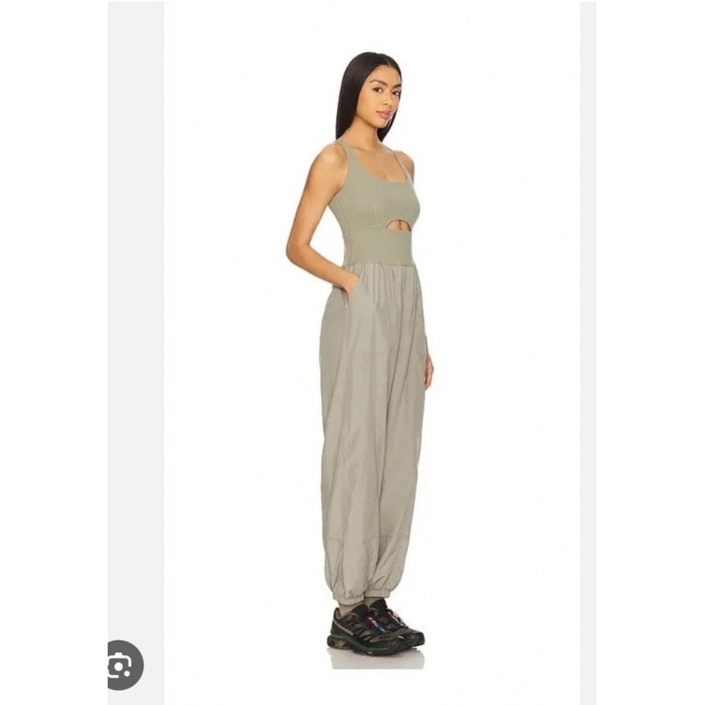 Free People Movement Righteous Sagestone Green Cutout Jogger Jumpsuit S